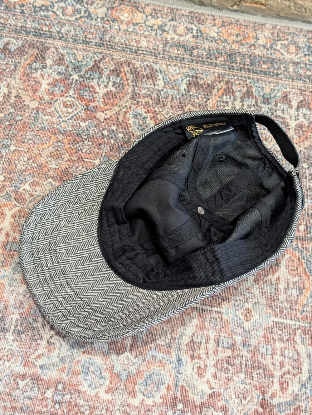 OVO 100% Wool Herringbone Tweed Baseball Cap Hat - Picture 8 of 12